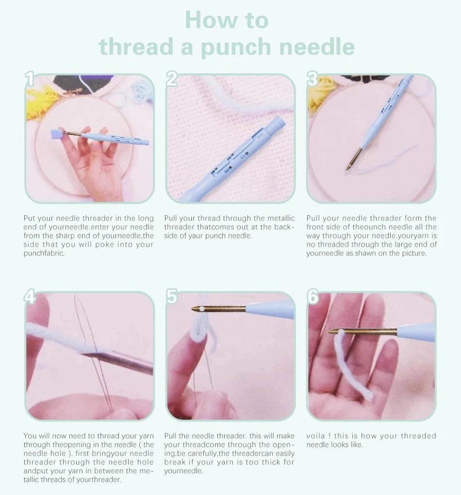 Beginner's Punch Needle Embroidery Kit - 20x20cm DIY Craft with Hoops and Animal Patterns - ToylandEU