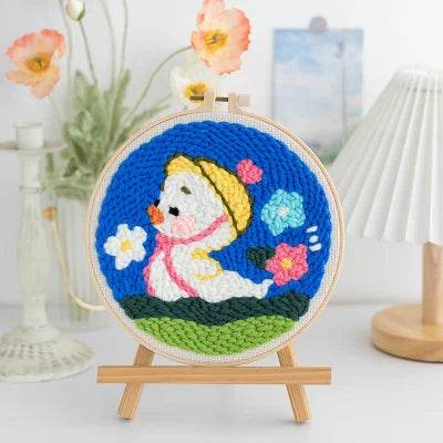 Beginner's Punch Needle Embroidery Kit - 20x20cm DIY Craft with Hoops and Animal Patterns - ToylandEU