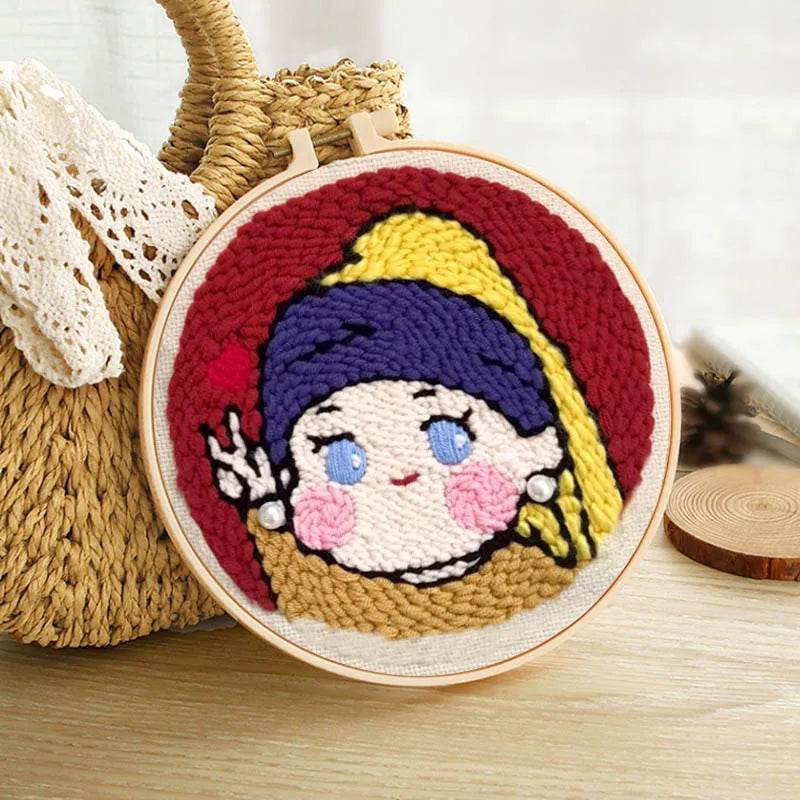 Beginner's Punch Needle Embroidery Kit - 20x20cm DIY Craft with Hoops and Animal Patterns - ToylandEU