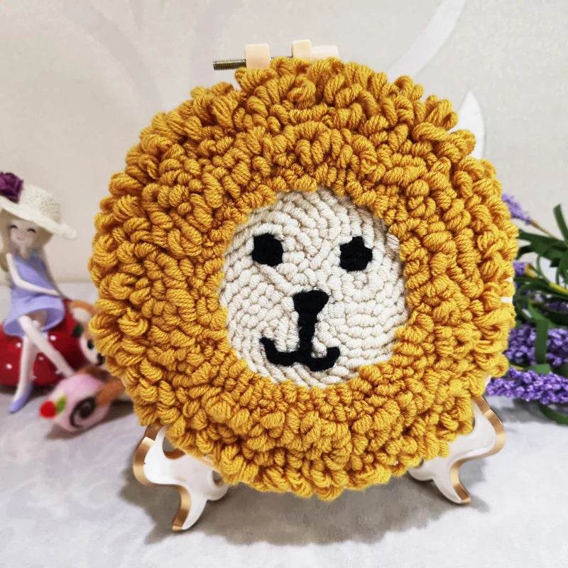 Beginner's Punch Needle Embroidery Kit - 20x20cm DIY Craft with Hoops and Animal Patterns - ToylandEU