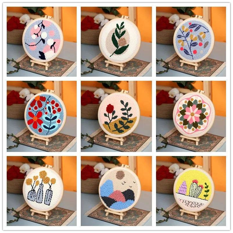 Beginner's Punch Needle Embroidery Kit with Sunflower Design - Complete Rug Making Set with Stamped Fabric, Yarn, and Hoop - ToylandEU