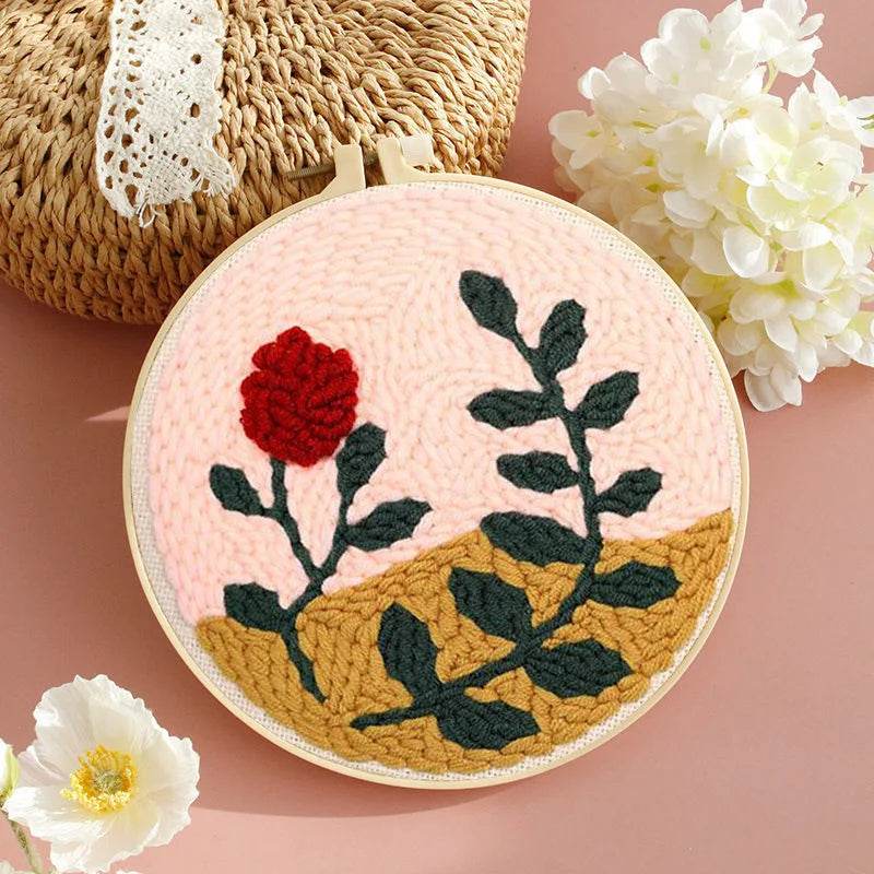 Beginner's Punch Needle Embroidery Kit with Sunflower Design - Complete Rug Making Set with Stamped Fabric, Yarn, and Hoop - ToylandEU