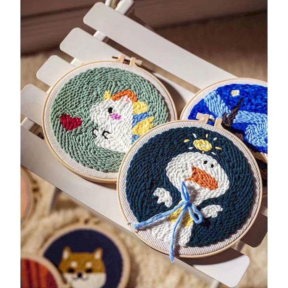 Beginner's Punch Needle Embroidery Kit with Threader, Fabric Hoop, Yarn, and Pen for Adults and Kids - ToylandEU