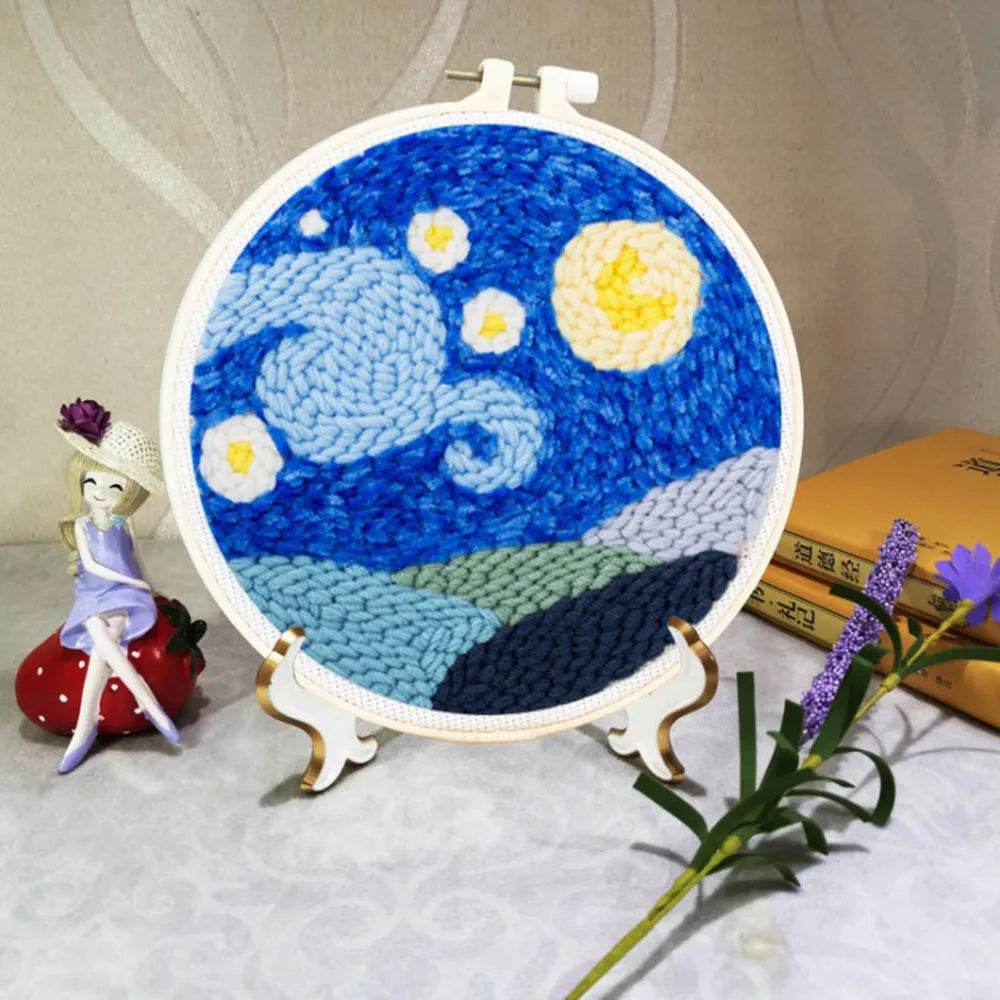 Beginner's Punch Needle Embroidery Kit with Threader, Fabric Hoop, Yarn, and Pen for Adults and Kids - ToylandEU