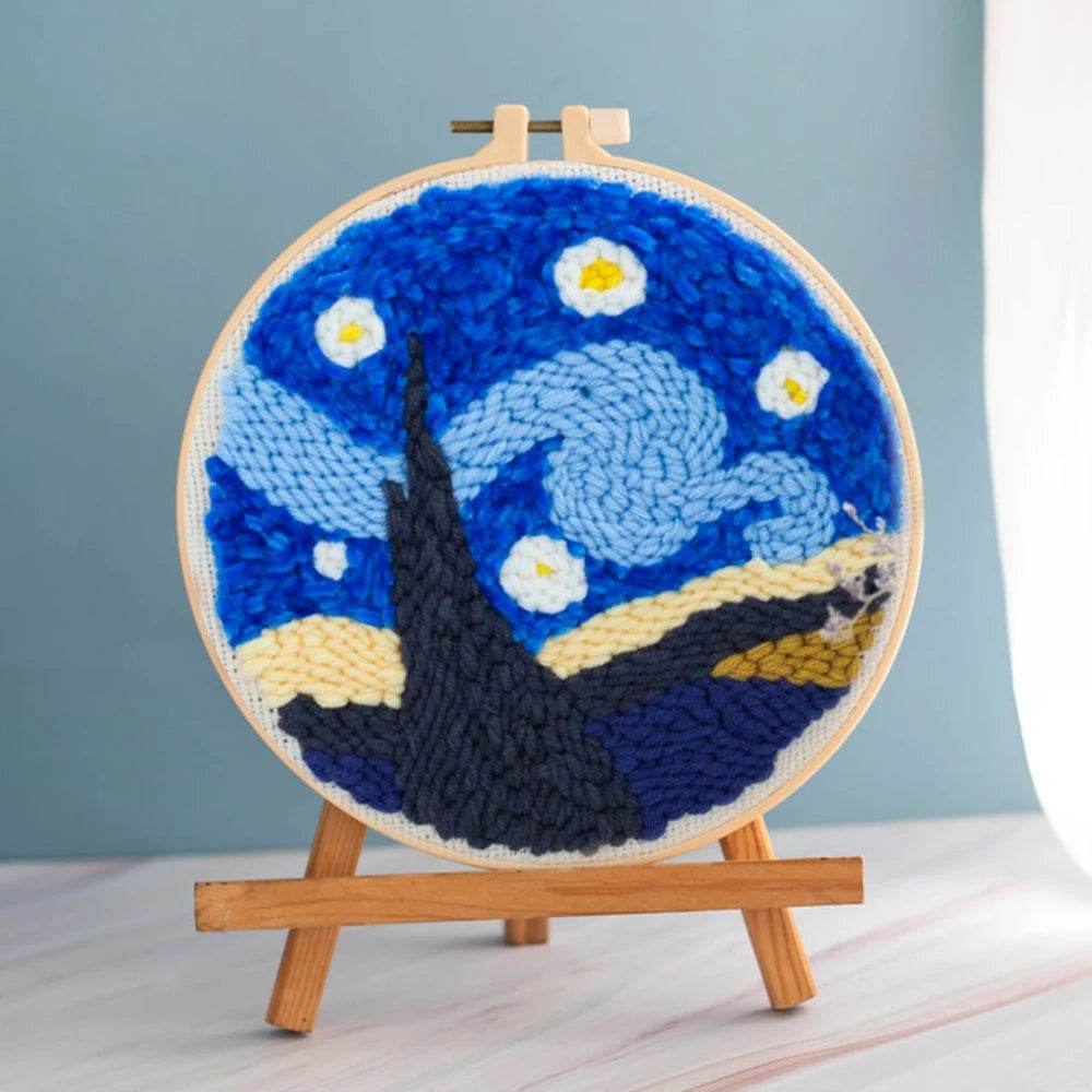 Beginner's Punch Needle Embroidery Kit with Threader, Fabric Hoop, Yarn, and Pen for Adults and Kids - ToylandEU