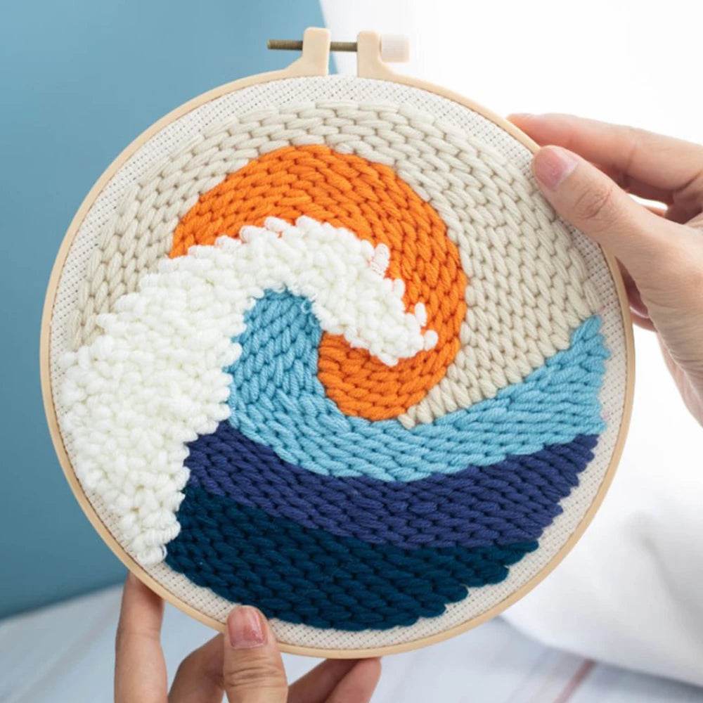 Beginner's Punch Needle Embroidery Kit with Threader, Fabric Hoop, Yarn, and Pen for Adults and Kids - ToylandEU