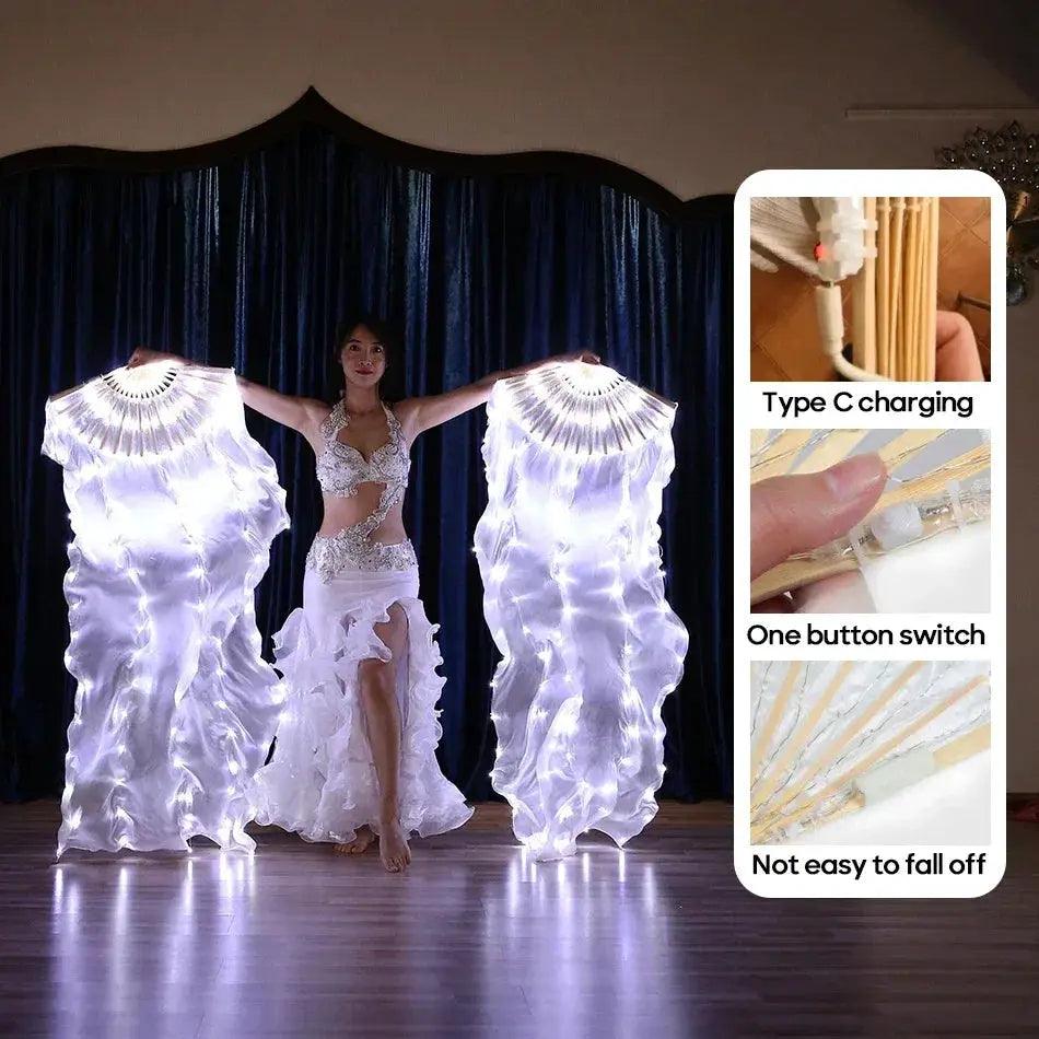  Belly Dance LED Fans For Stage With 180cm Silk Veil -  ToylandEU™