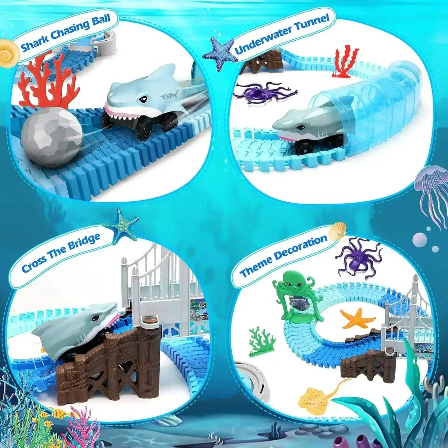 Bendable Shark Race Car Toy Set for STEM Education - ToylandEU