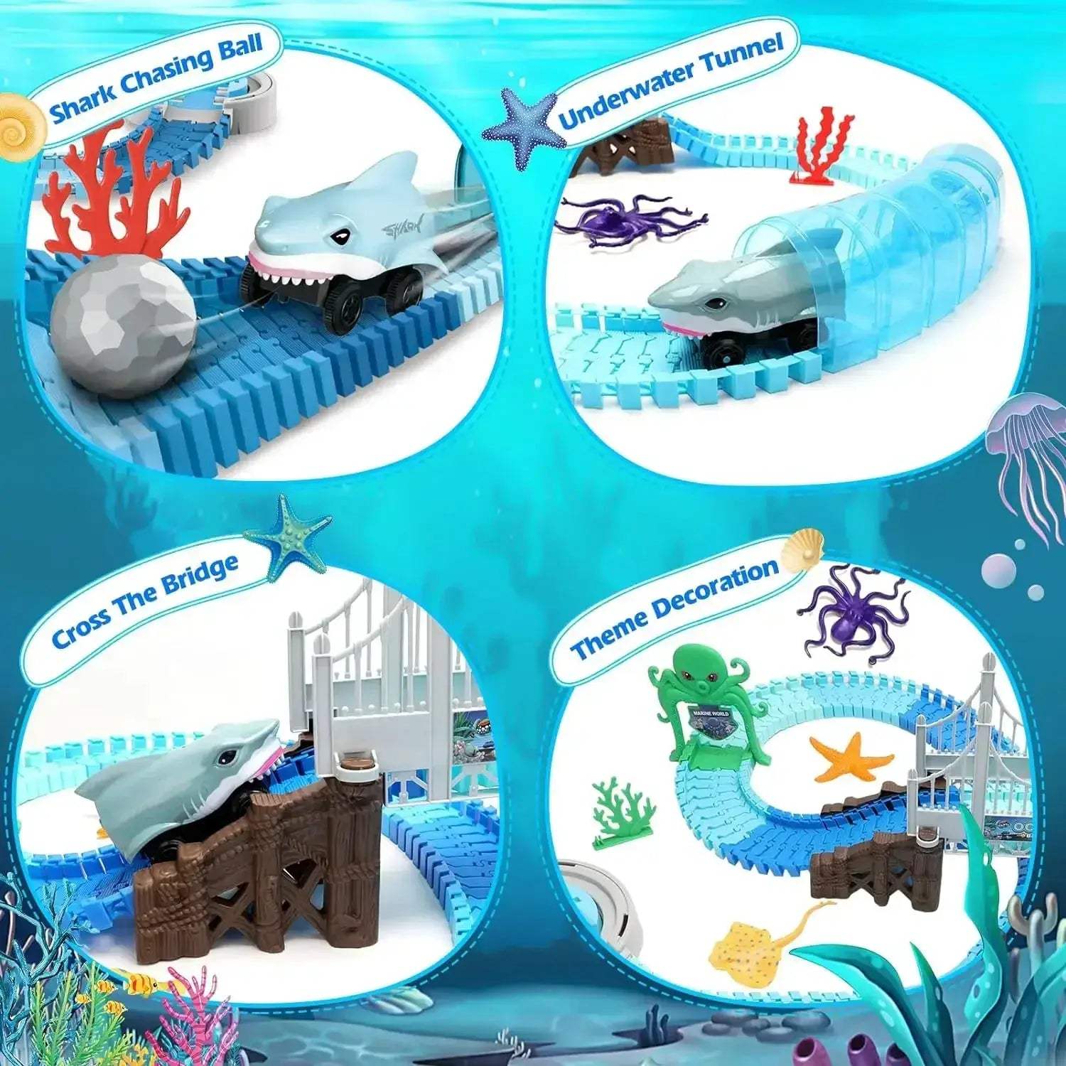 Bendable Shark Race Car Toy Set for STEM Education - ToylandEU