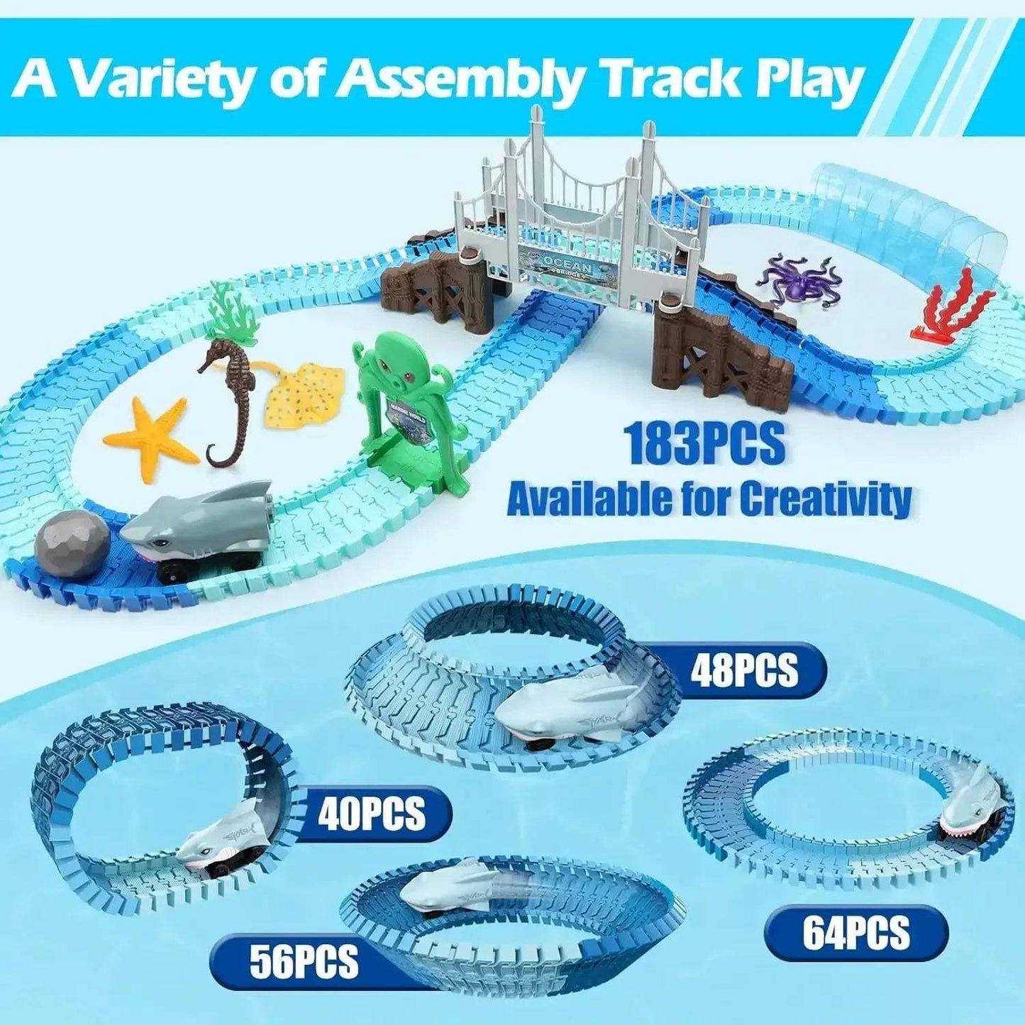 Bendable Shark Race Car Toy Set for STEM Education - ToylandEU