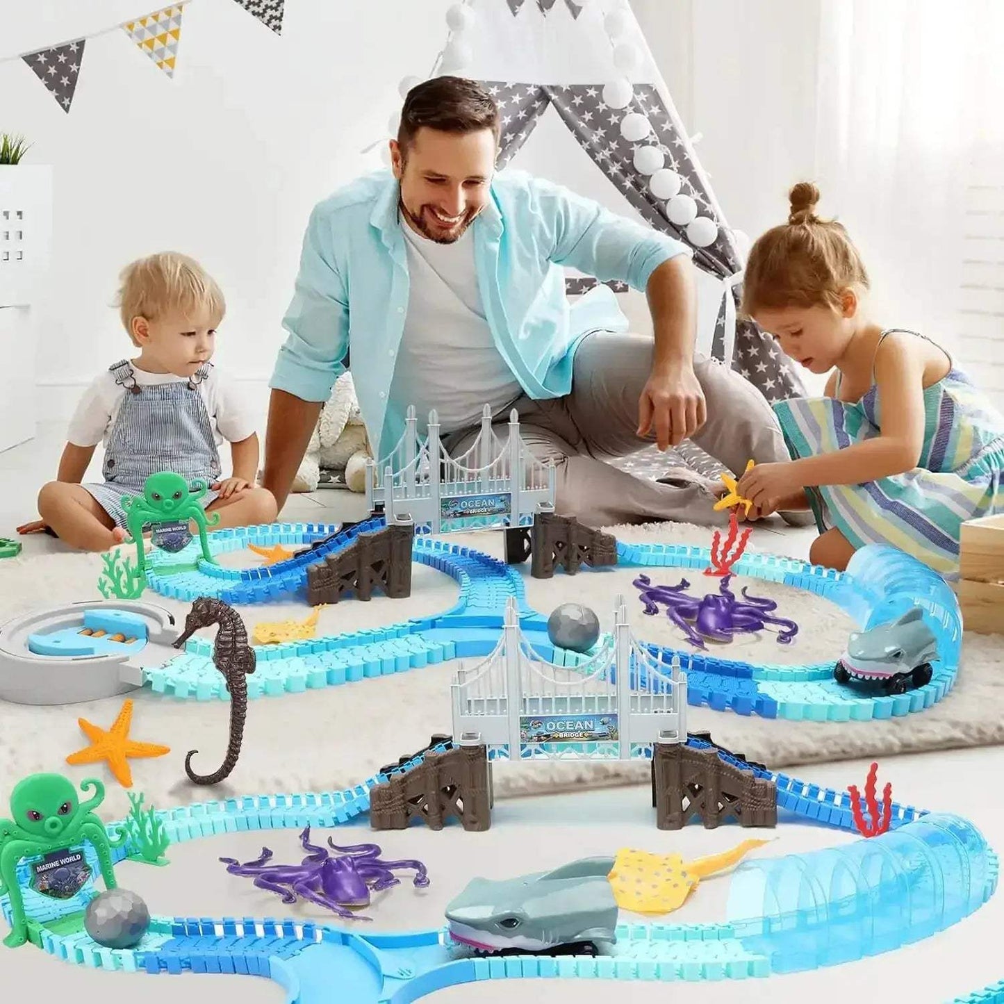 Bendable Shark Race Car Toy Set for STEM Education - ToylandEU