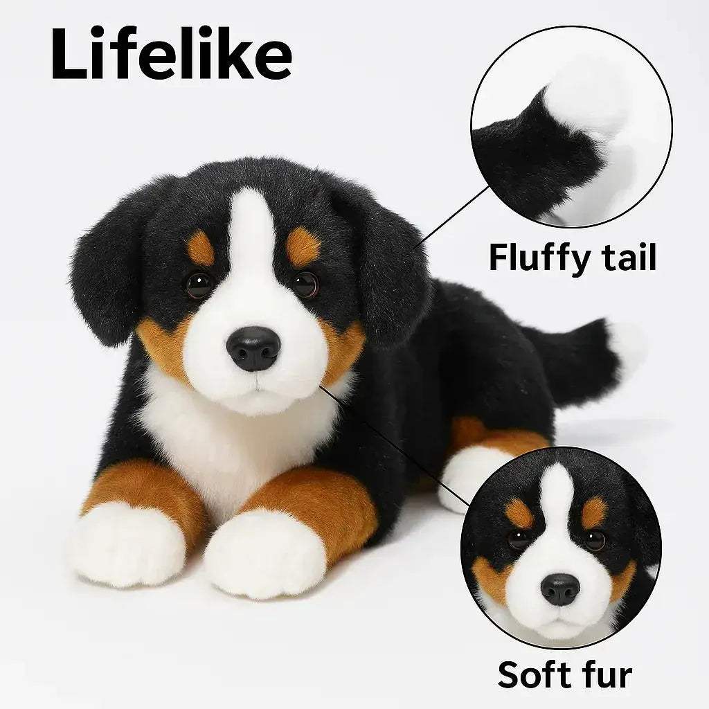 Bernese Mountain Dog Plush Toy Realistic Soft Pillow Gift - ToylandEU
