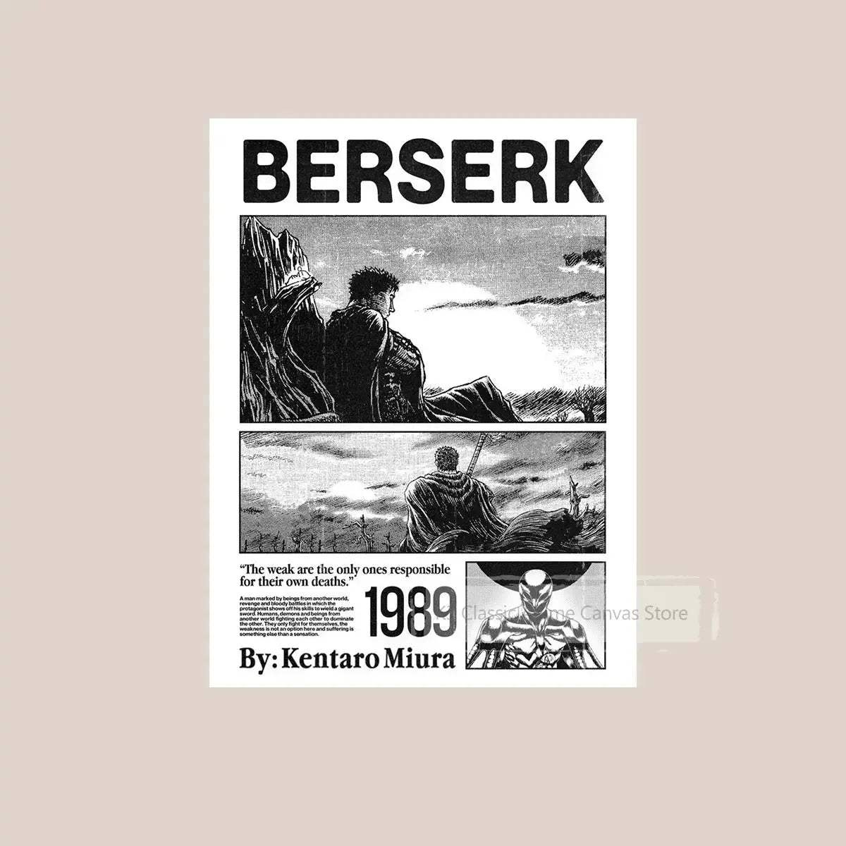 Berserk Anime Poster Guts And Griffith Canvas Print Unframed - ToylandEU