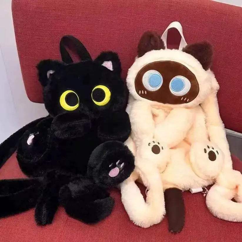 Big Eyes Cat Plush Backpack - Adorable Stuffed Animals Bag for Kids  -  ToylandEU™