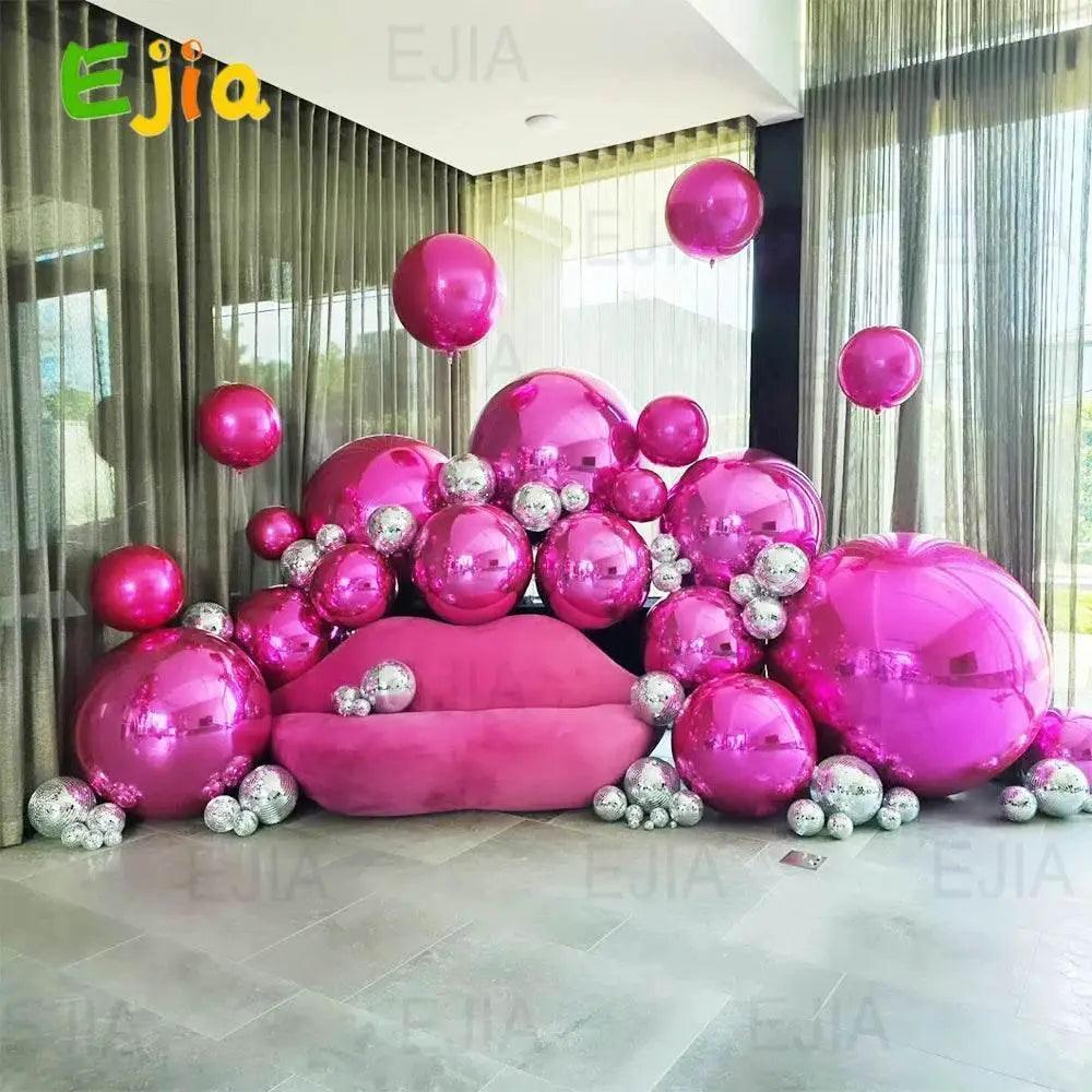  Stock 6pcs Wedding Party Decor Pink Big Shiny Balls -  ToylandEU™