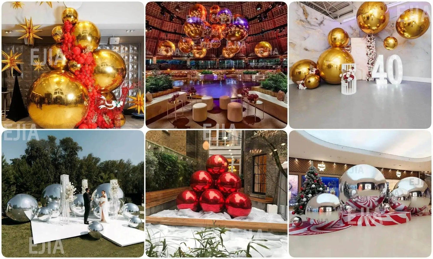  Stock 6pcs Wedding Party Decor Pink Big Shiny Balls -  ToylandEU™