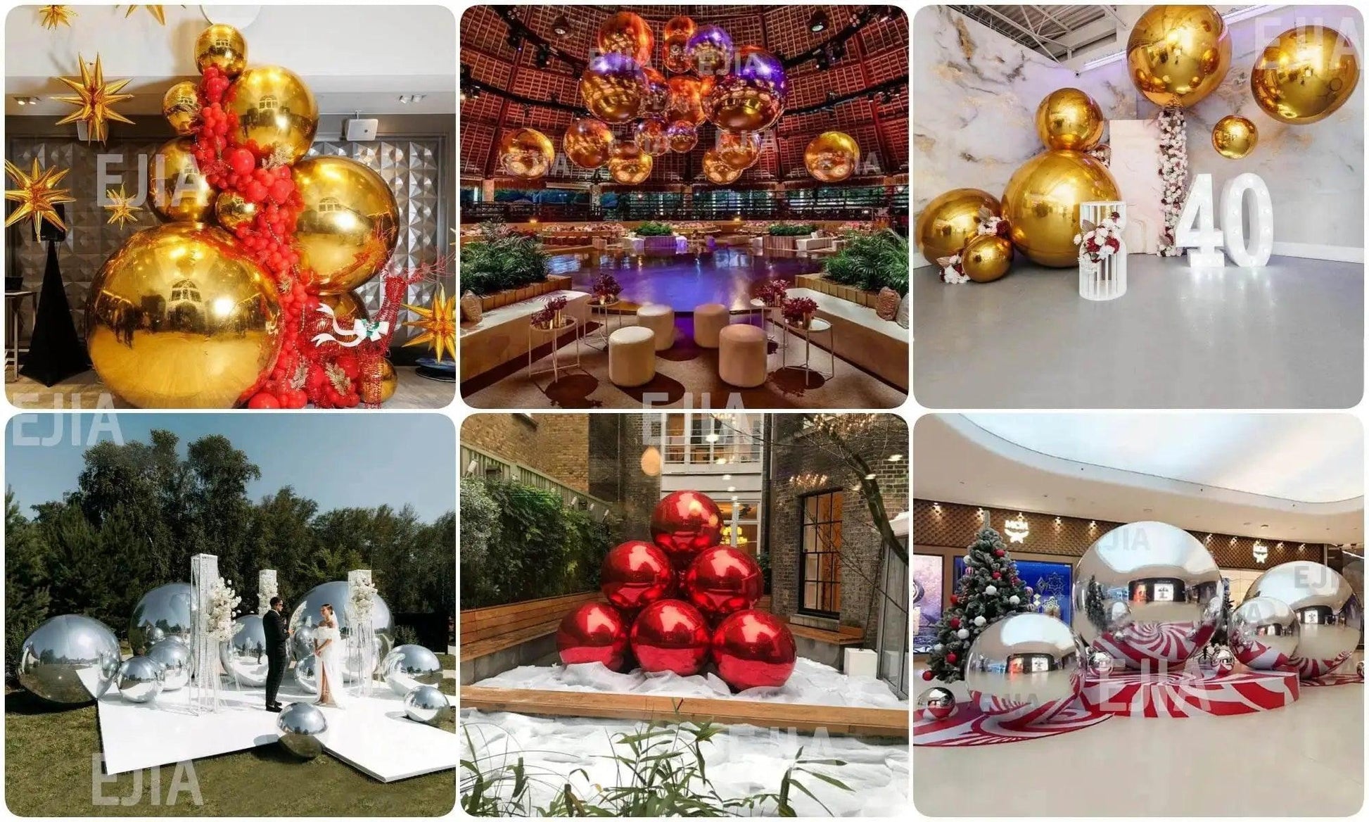  Stock 6pcs Wedding Party Decor Pink Big Shiny Balls -  ToylandEU™