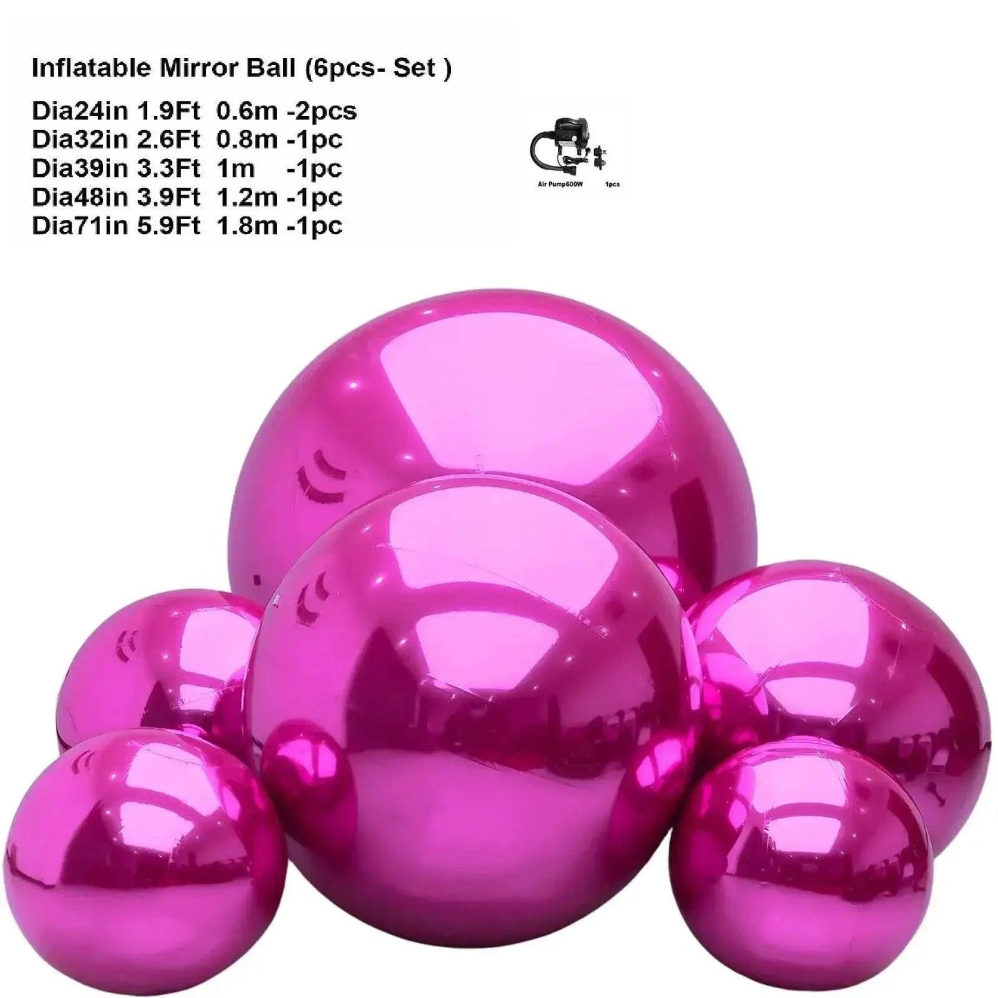  Stock 6pcs Wedding Party Decor Pink Big Shiny Balls -  ToylandEU™