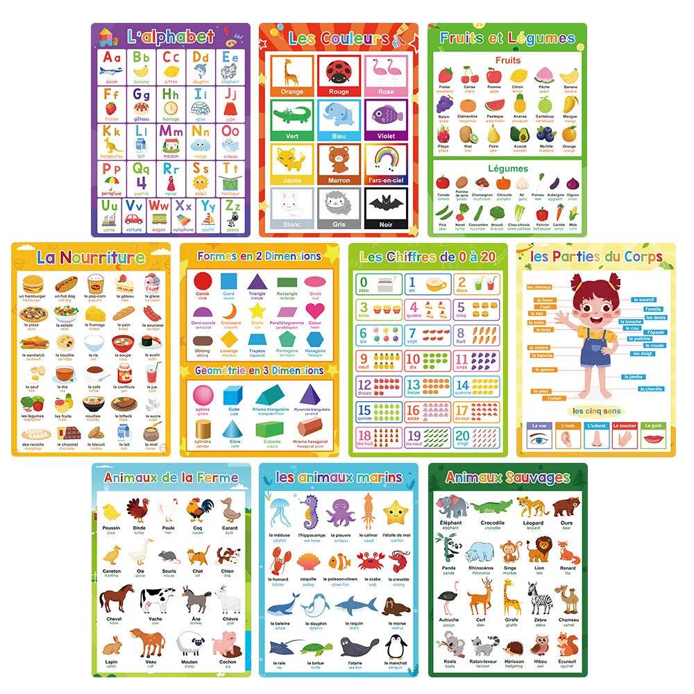 Bilingual Language Posters French English Kindergarten - ToylandEU