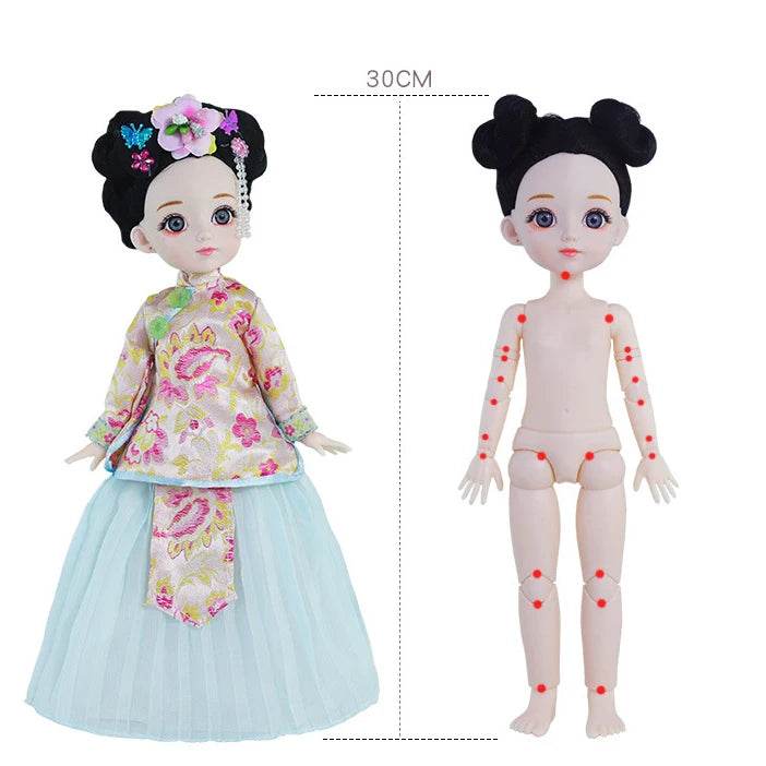 Bjd 1/6 Bjd Doll Blue Eyes Ancient Chinese Dress Set Gift - ToylandEU