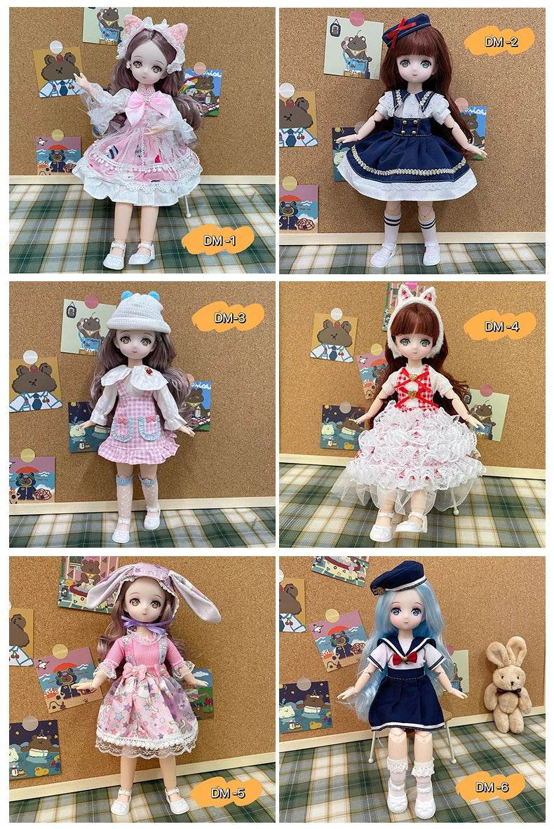 Bjd Dolls 30cm Anime Doll Full Set 1/6 Bjd Movable Body - ToylandEU