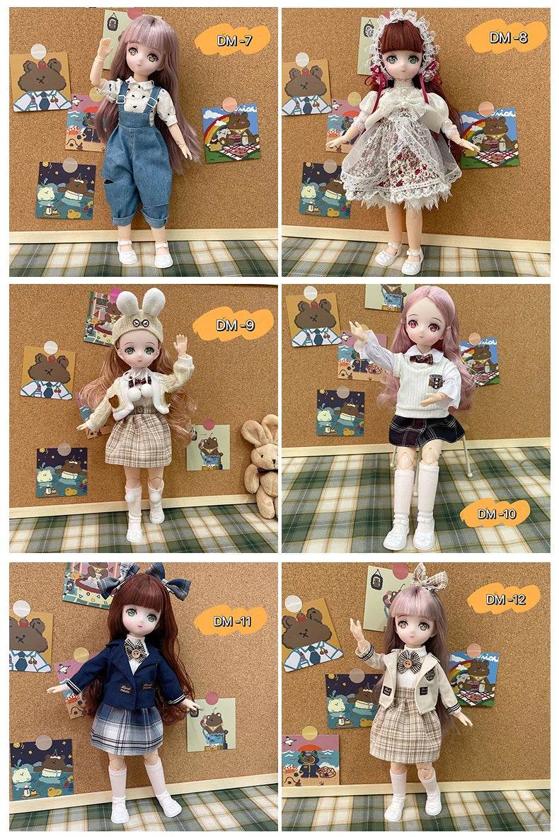 Bjd Dolls 30cm Anime Doll Full Set 1/6 Bjd Movable Body - ToylandEU