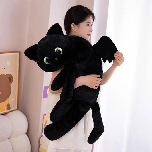 Black Cat Pillow | Winged Design | Toylandeu™