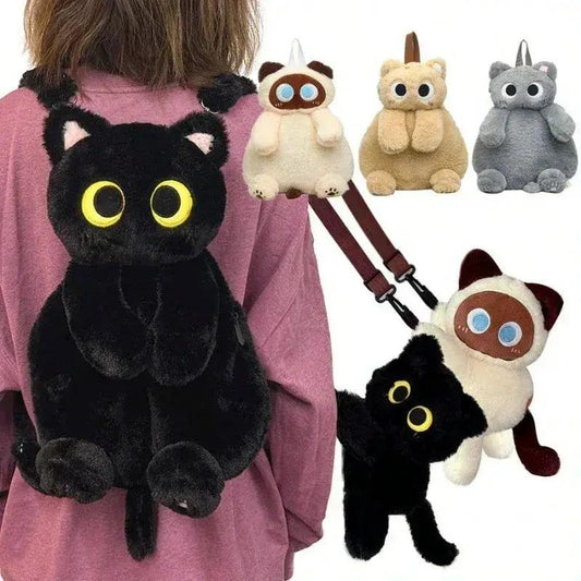  Black Cat Plush Backpack Crossbody Bag Large Capacity -  ToylandEU™