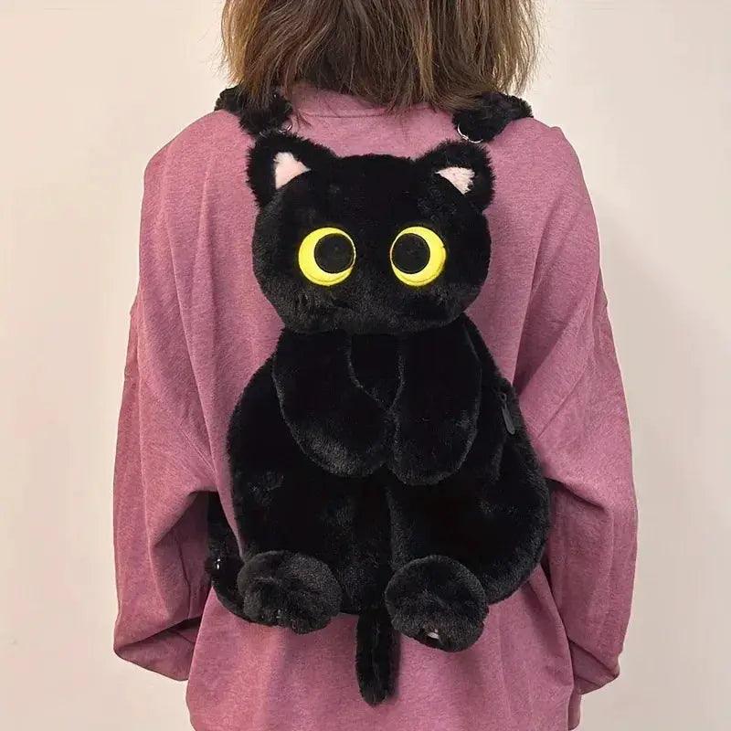  Black Cat Plush Backpack Crossbody Bag Large Capacity -  ToylandEU™