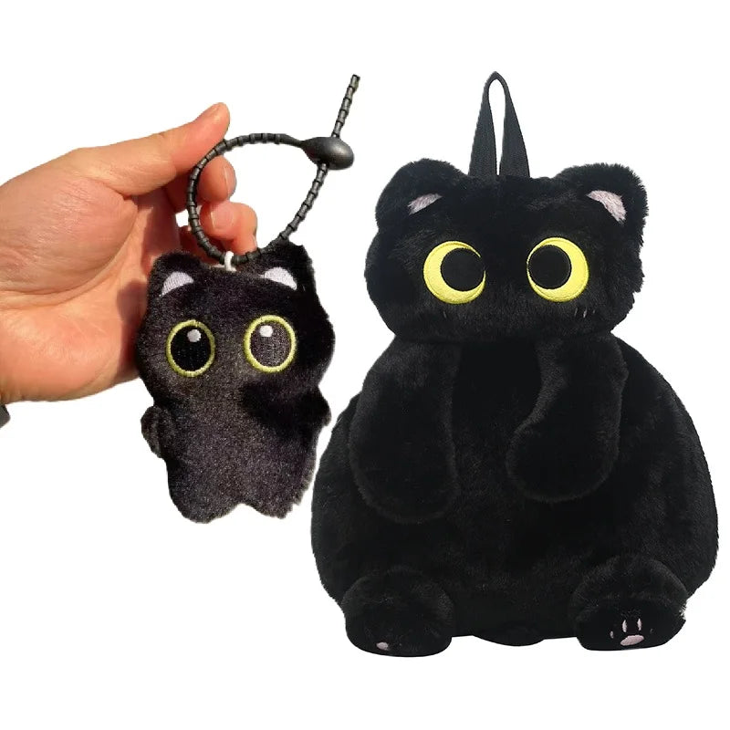 Black Cat Plush Backpack With Large Capacity Crossbody Bag - ToylandEU