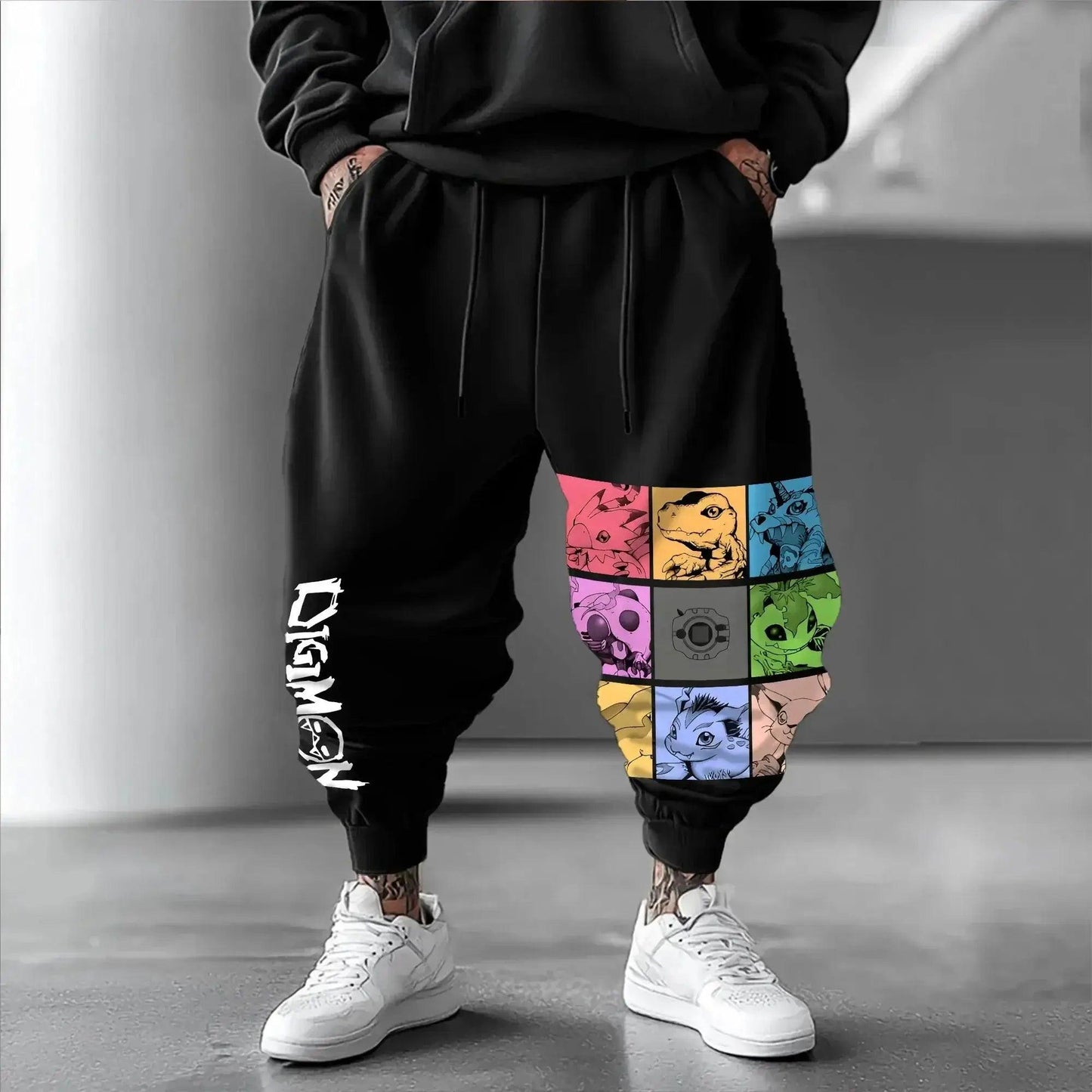  Black Digimon Anime Joggers Angelmon Print Loose Fit -  ToylandEU™