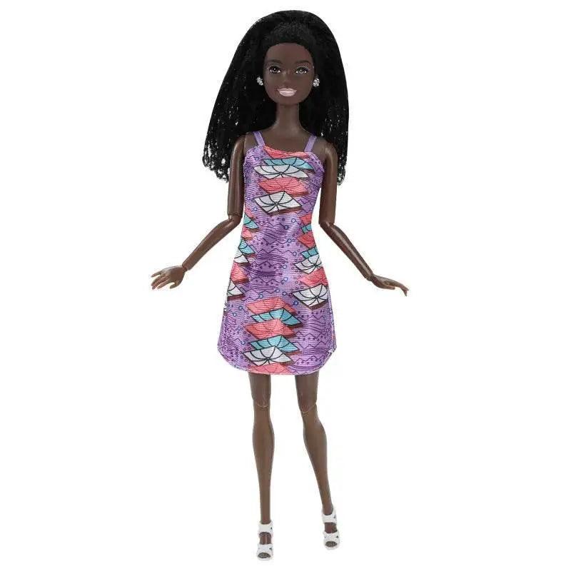  30CM Female Black Dolls With Dress Kids Toys Woman Fashion Shoes Brown Hair For Girl Black African Doll Children Birthday Gift -  ToylandEU™