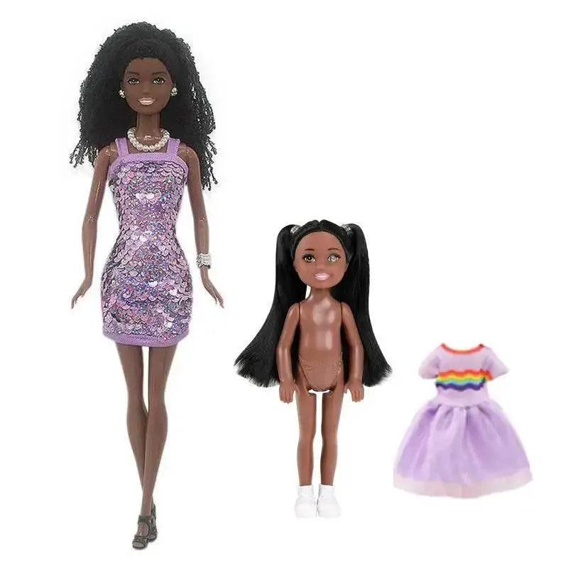  Kawaii Items African Girls Black Doll 30cm Mother 14cm Daughter Body With Clothes For Kids DIY Game Best Birthday Present -  ToylandEU™