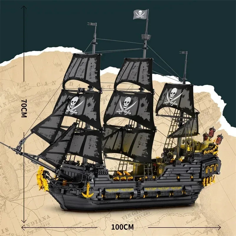 Black Pearl Pirate Ship Building Blocks Set 4708 Pieces - ToylandEU