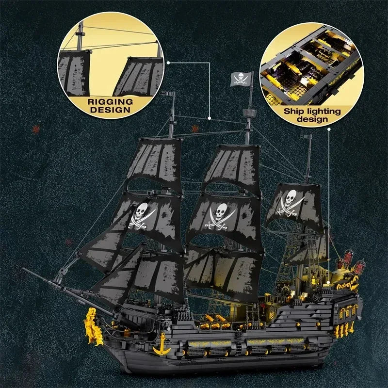 Black Pearl Pirate Ship Building Blocks Set 4708 Pieces - ToylandEU