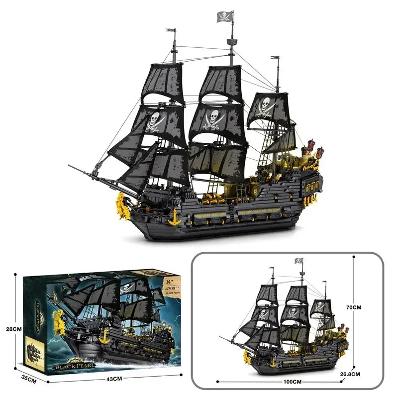 Black Pearl Pirate Ship Building Blocks Set 4708 Pieces - ToylandEU