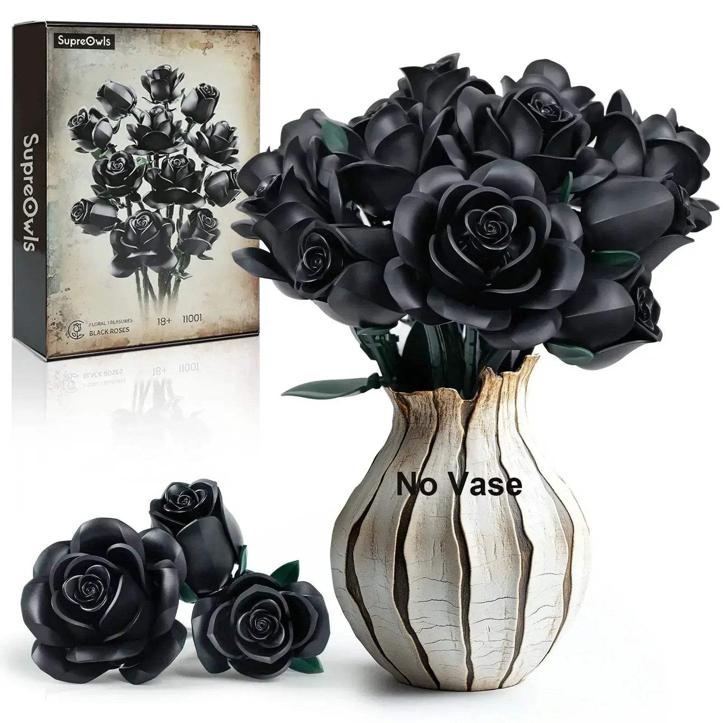 Black Rose Building Block Set For Adults Decor Gift - ToylandEU