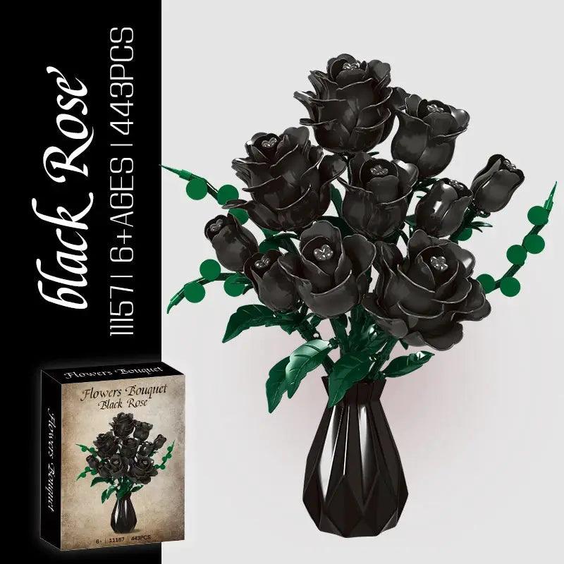  Black Rose Building Blocks Set For Diy Floral Decor Premium -  ToylandEU™