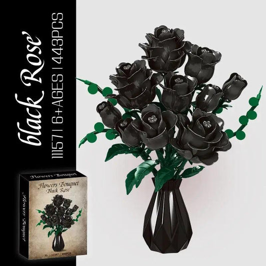  Black Rose Building Blocks Set For Diy Floral Decor Premium -  ToylandEU™