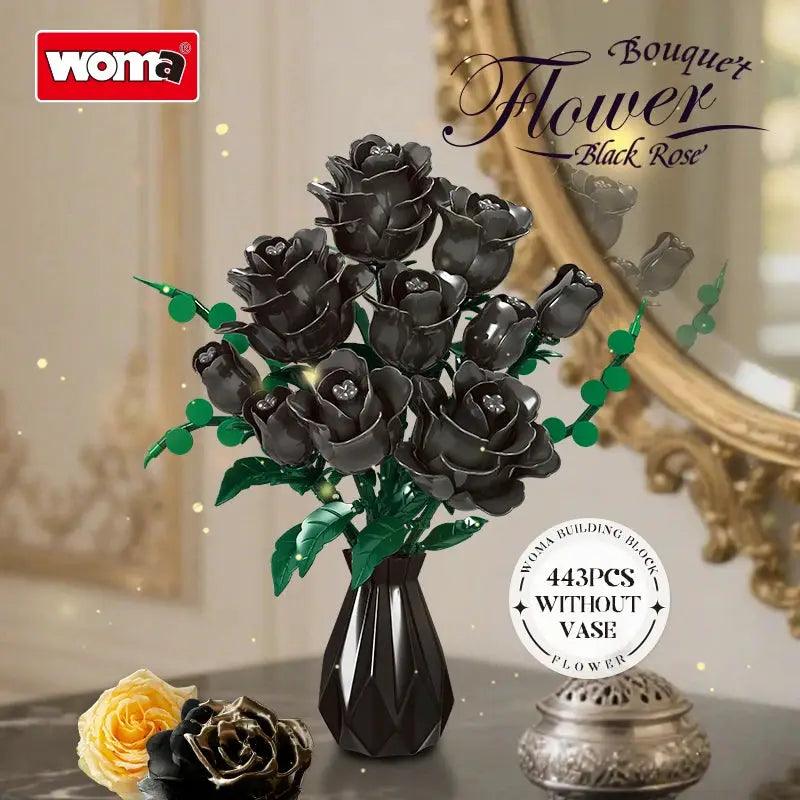  Black Rose Building Blocks Set For Diy Floral Decor Premium -  ToylandEU™