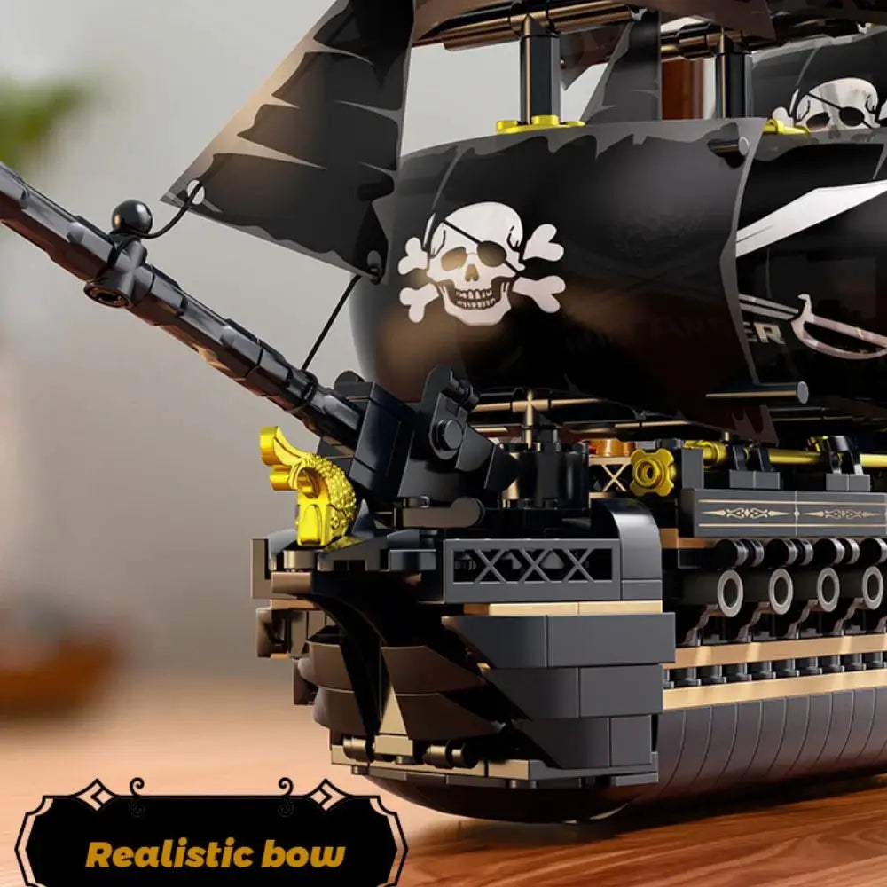 Black Sail Pirate Ship Building Blocks 3-Masted Sailboat Bricks Adult Collectible DIY Assembly Model Display Decoration Toy Gift - ToylandEU