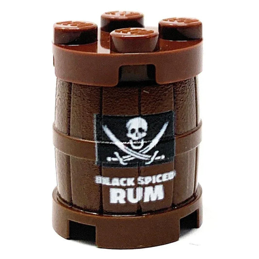 Custom Lego Black Barrel Rum Keg With Authentic Pirate Print - ToylandEU