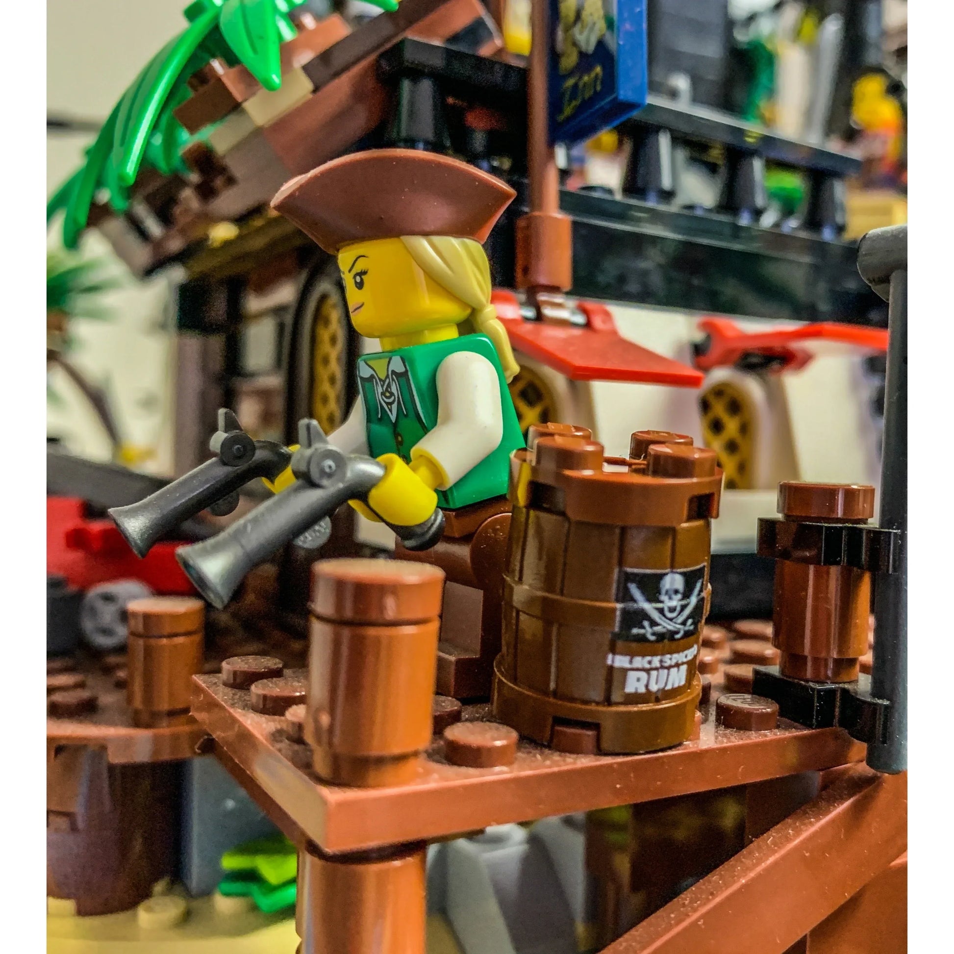 Custom Lego Black Barrel Rum Keg With Authentic Pirate Print - ToylandEU
