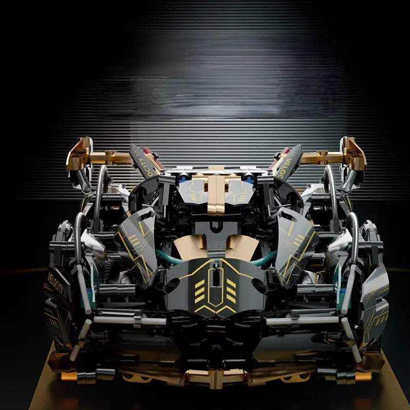 Black V12 Block Roadster RC Tech Racer 1:14DIY Roadster building block assembly Block car toy birthday gift - ToylandEU