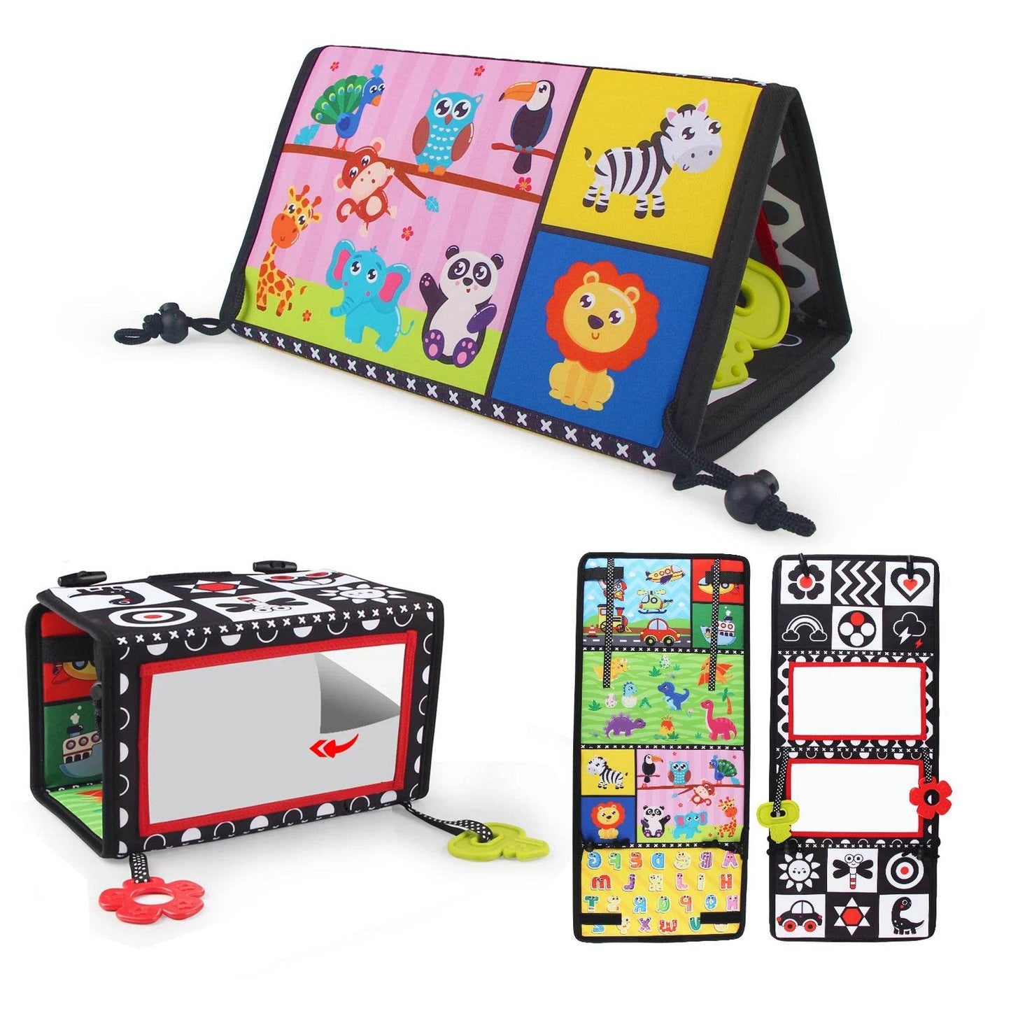 Black and White Baby Floor Mirror Double-Sided Montessori Toys 6-24 Months Baby Toys Crawling Development Baby Sensory Toys - ToylandEU