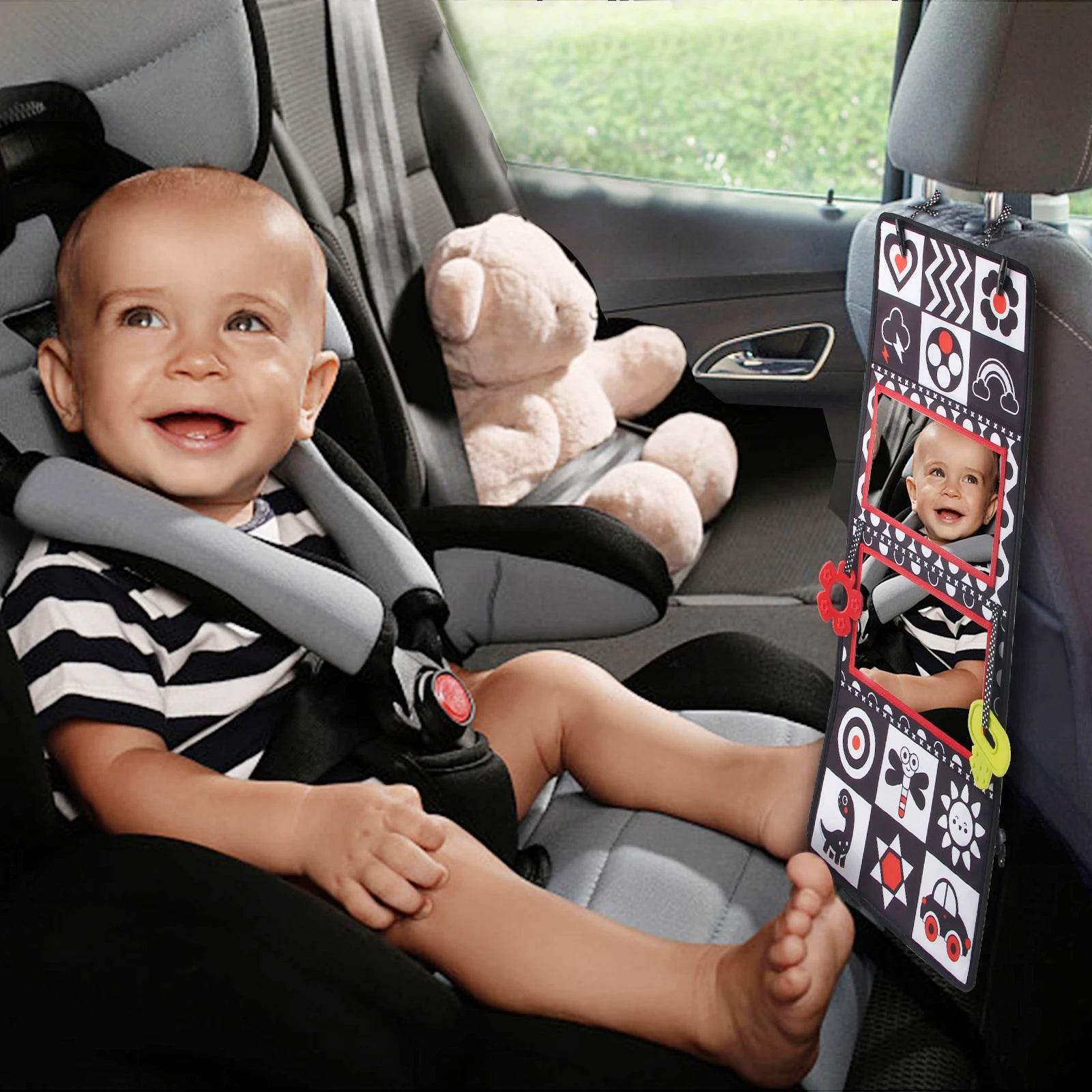 Black and White Baby Floor Mirror Double-Sided Montessori Toys 6-24 Months Baby Toys Crawling Development Baby Sensory Toys - ToylandEU