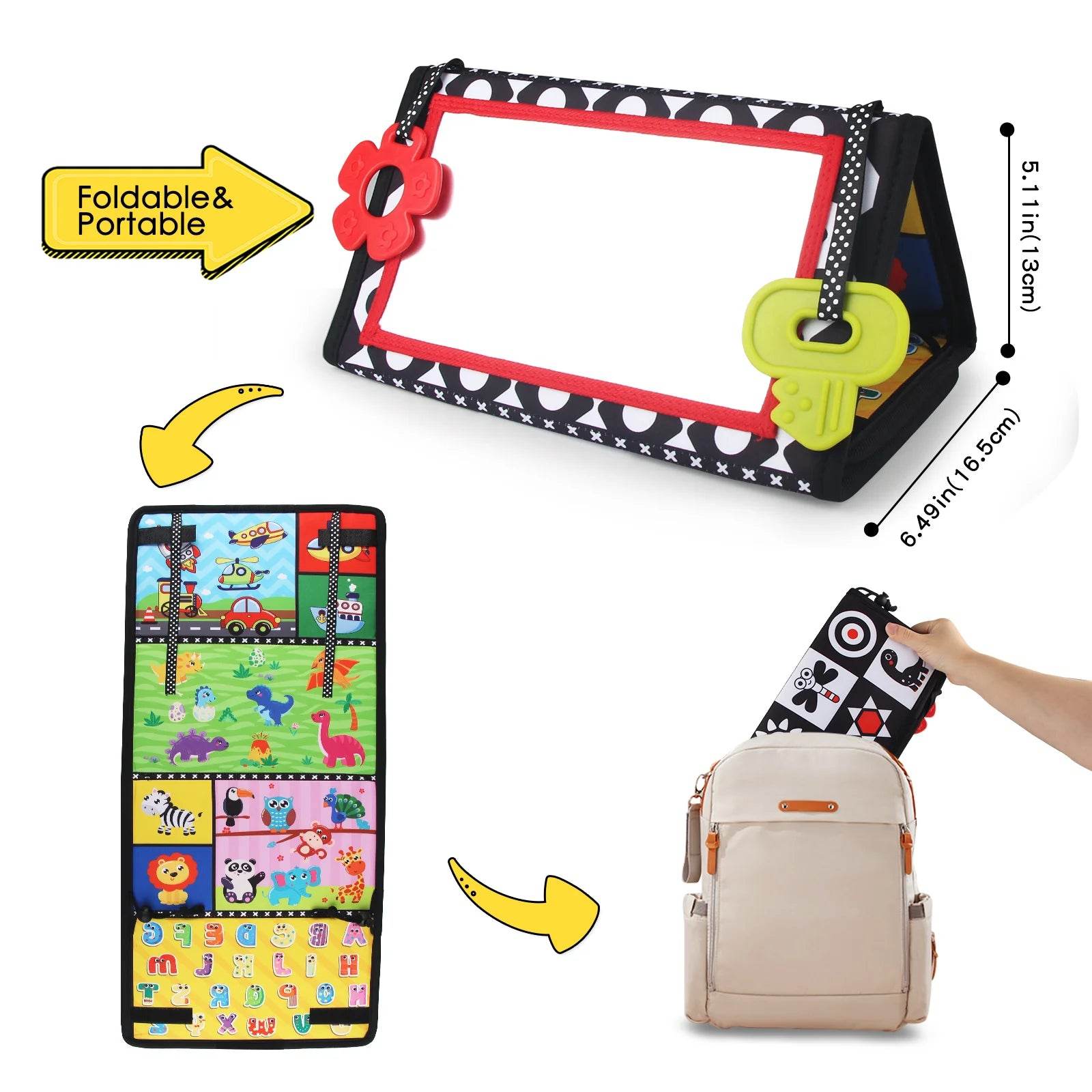 Black and White Baby Floor Mirror Double-Sided Montessori Toys 6-24 Months Baby Toys Crawling Development Baby Sensory Toys - ToylandEU