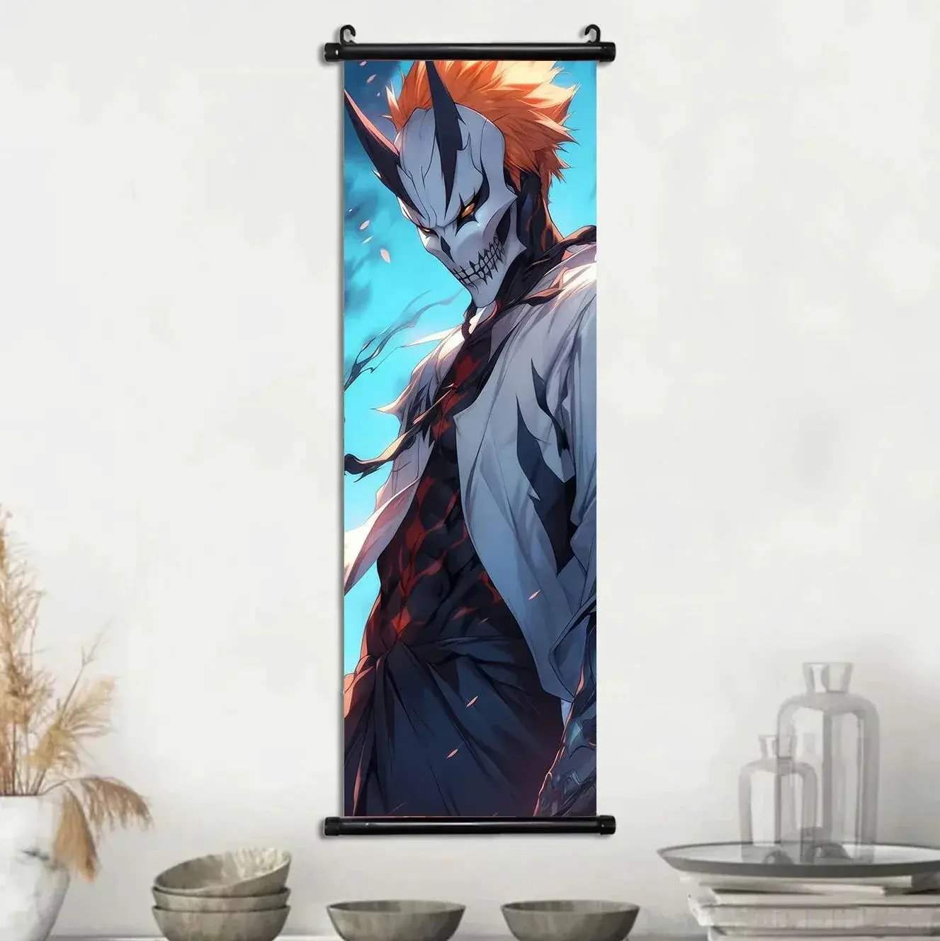 Bleach Anime Scroll Wall Art Poster, Decorative Print Ichigo Kurosaki, Hitsugaya Toshiro, and Grimmjow Jaegerjaquez Canvas Home Decor - CLOUDANIMESTUDIO