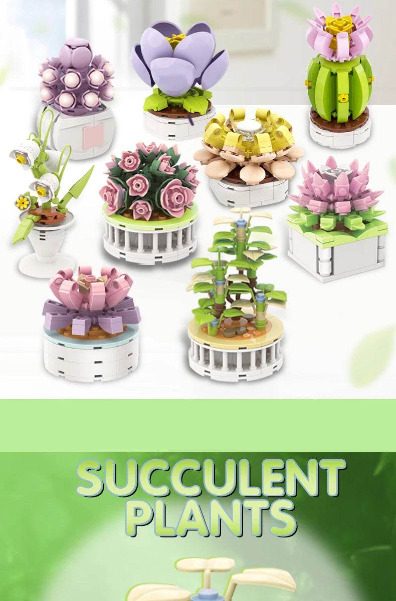 Block City DIY Potted Plants Cactus Bonsai Building Toys - ToylandEU