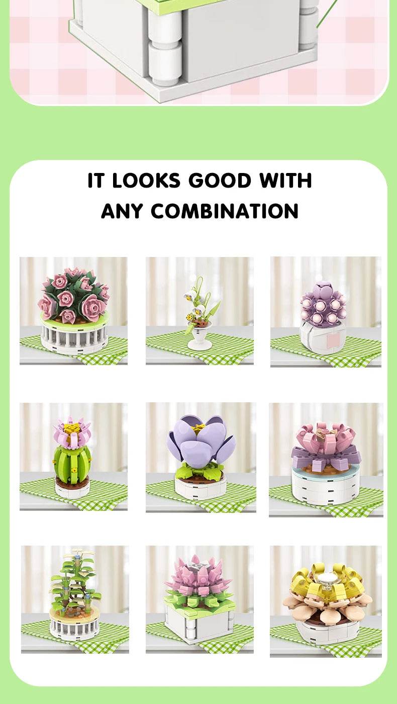 Block City DIY Potted Plants Cactus Bonsai Building Toys - ToylandEU